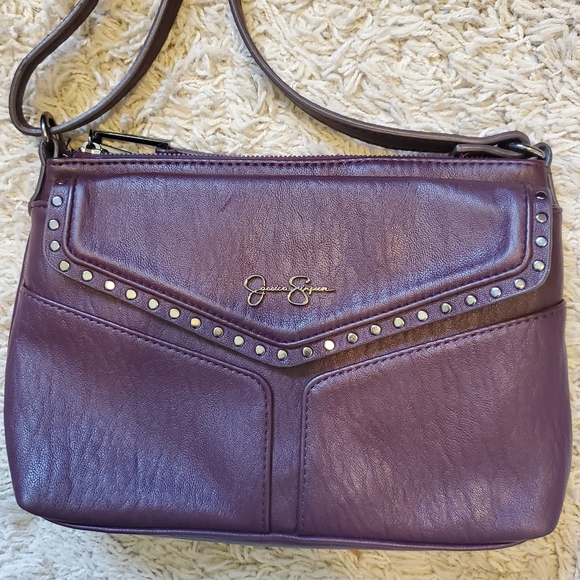 Jessica Simpson Burgundy Studded Crossbody Bag - Picture 7 of 9